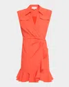 Cinq À Sept Zenni Sleeveless Mini Shirtdress In Cherry Tomato