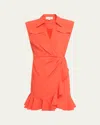 Cinq À Sept Zenni Sleeveless Mini Shirtdress In Cherry Tomato
