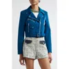 Cinq À Sept Zoe Embossed Faux Leather Moto Jacket In Ink Blue