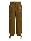 Cinq À Sept Desert Rose Zola Embrodiered Cargo Pants In Green