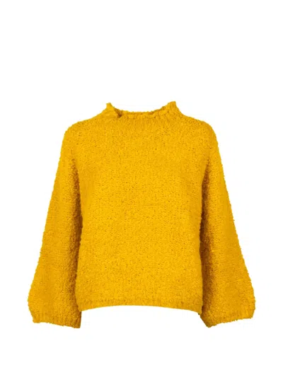 Cinque Bouclé-knit Funnel-neck Sweater In Yellow