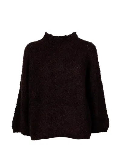 Cinque Bouclé-texture High-neck Sweater In Brown
