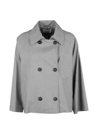 Cinque Double-breasted Trench Coat In Gray