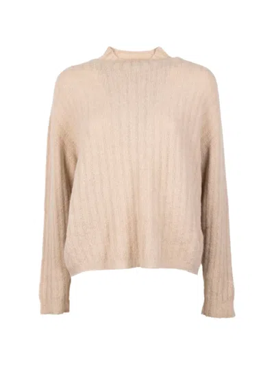 Cinque Ribbed-knit High-neck Sweater In Neutral