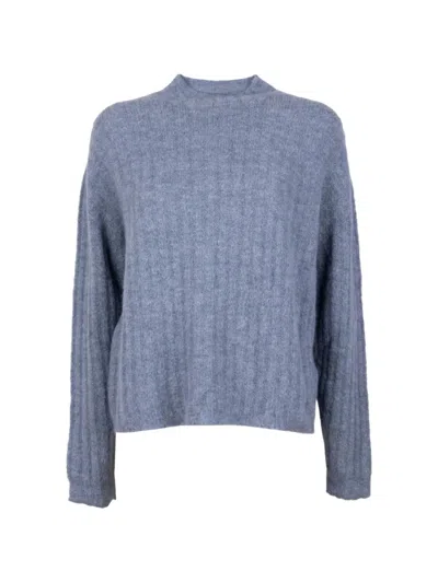 Cinque Ribbed-knit Mock-neck Sweater In Blue
