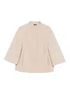 Cinzia Rocca Boxy Beige Jacket With Three-quarter Sleeves In Neutral