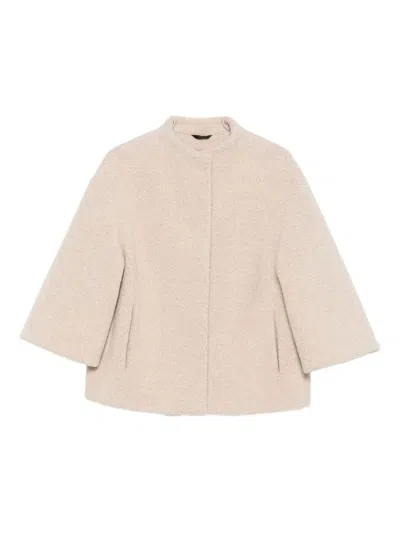 CINZIA ROCCA BEIGE BOUCLÉ CAPE