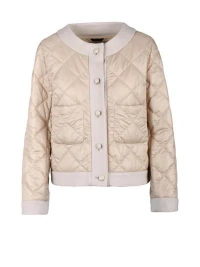 Cinzia Rocca Beige Padded Wool Blend Zip-up Coat In Neutral