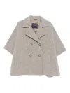 Cinzia Rocca Boxy Grey Cape Coat With Double-breasted Front In Gray