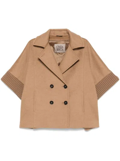 Cinzia Rocca Brushed Coat In Beige