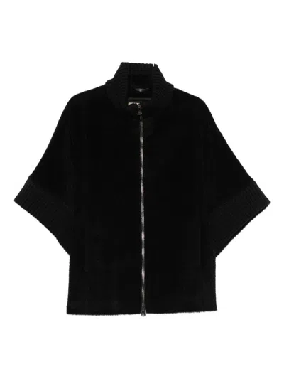 CINZIA ROCCA CAPE WITH KNITTED DETAILS