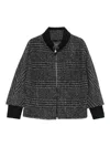 Cinzia Rocca Textured Checkered Jacket With Ribbed Collar In Gray