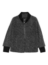Cinzia Rocca Textured Checkered Jacket With Ribbed Collar In White