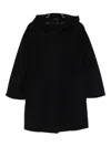Cinzia Rocca Wool Hooded Coat In Black