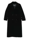 Cinzia Rocca Double-breasted Long Coat In Wool-cashmere Blend In Black