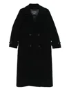 Cinzia Rocca Double-breasted Long Coat In Wool-cashmere Blend In Black