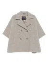 Cinzia Rocca Boxy Grey Cape Coat With Double-breasted Front In Gray