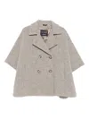 Cinzia Rocca Boxy Grey Cape Coat With Double-breasted Front In Gray