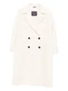 Cinzia Rocca Long Double-breasted Coat In Wool In White