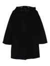 Cinzia Rocca Wool Hooded Coat In Black