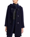 Cinzia Rocca Hooded Toggle Coat In Blue