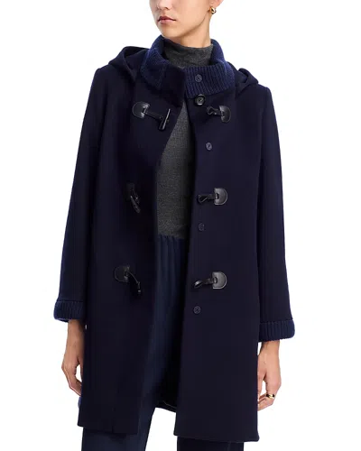 Cinzia Rocca Hooded Toggle Coat In Blue