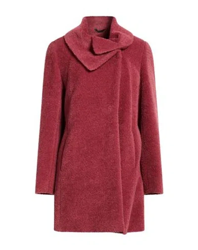 Cinzia Rocca Icons Woman Coat Antique Rose Size 16 Virgin Wool, Alpaca Wool In Red