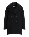 Cinzia Rocca Circle Sustainable Wool And Cashmere Peacoat In Black In Black