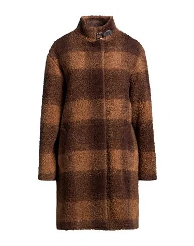 Cinzia Rocca Icons Woman Coat Brown Size 2 Acrylic, Polyester, Wool In Multi
