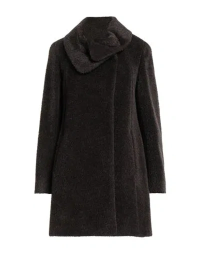 Cinzia Rocca Icons Woman Coat Dark Brown Size 12 Alpaca Wool, Virgin Wool