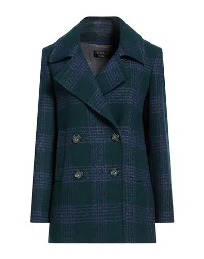 Cinzia Rocca Icons Woman Coat Dark Green Size 12 Wool, Polyester, Cotton, Polyamide In Blue