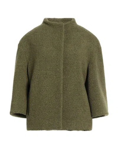 Cinzia Rocca Icons Woman Coat Military Green Size 14 Wool, Polyamide, Polyester