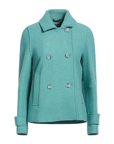 Cinzia Rocca Icons Woman Coat Turquoise Size 10 Virgin Wool In Blue