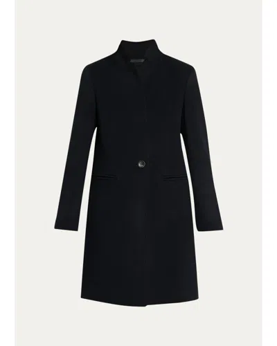 Cinzia Rocca Inverted Notch Collar Pure Wool Coat In Black