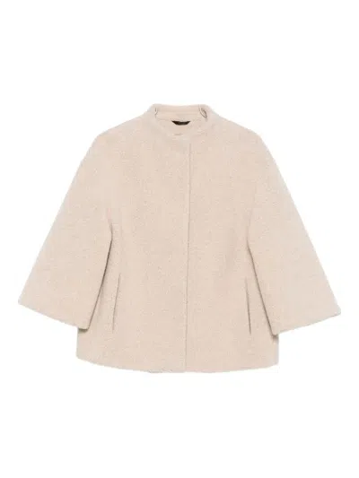 CINZIA ROCCA CINZIA ROCCA BEIGE BOUCLÉ CAPE