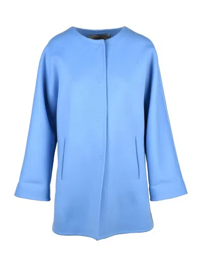 Cinzia Rocca Light Blue Virgin Wool Snap Coat