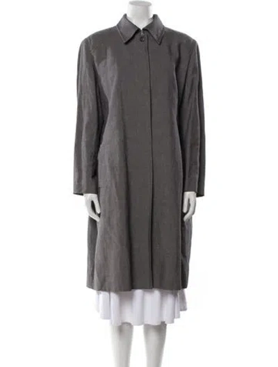 Pre-owned Cinzia Rocca Linen Trench Coat In Gray