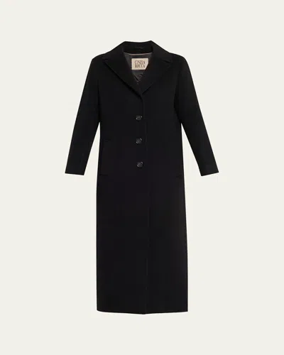 Cinzia Rocca Long 3-button Notch Collar Coat In Black