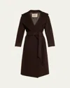 Cinzia Rocca Long Belted Wool Coat In Brown