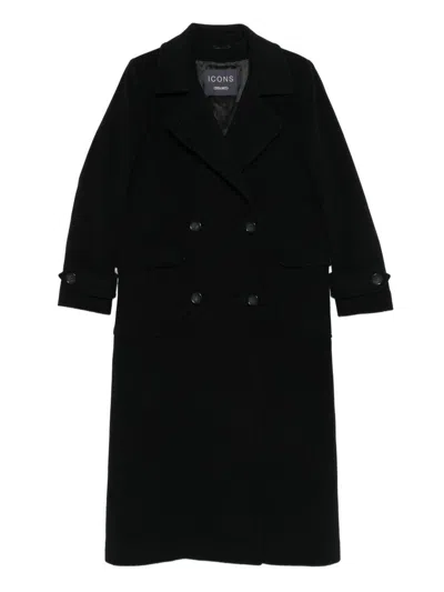 Cinzia Rocca Long Double-breasted Coat In Black