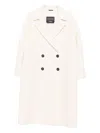 Cinzia Rocca Long Double-breasted Coat In Wool In Pink