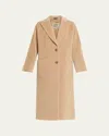 Cinzia Rocca Long Notch Collar Coat In Brown