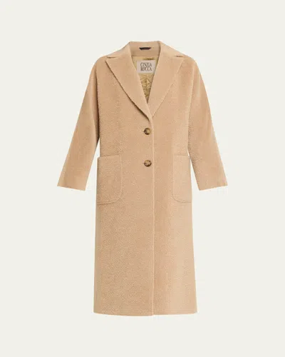 Cinzia Rocca Long Notch Collar Coat In Brown