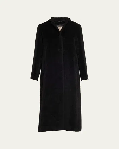 Cinzia Rocca Long Stand Collar Coat In Black
