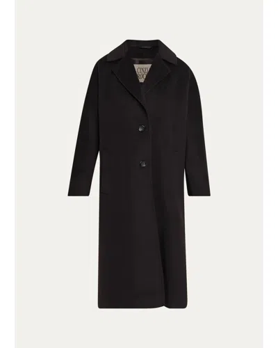 Cinzia Rocca Long Two-button Notch-collar Wool Coat, Espresso In Black