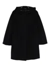 Cinzia Rocca Wool Walking Coat With Hood In Black