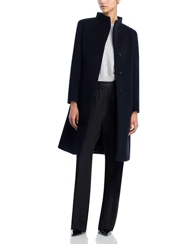Cinzia Rocca Notch Stand Collar Long Coat In Black
