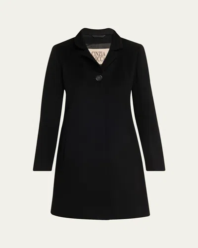 Cinzia Rocca Pure Wool Coat With Inverted Collar In Black