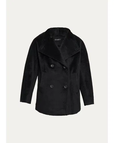 Cinzia Rocca Short Alpaca-blend Double-breasted Jacket In Black