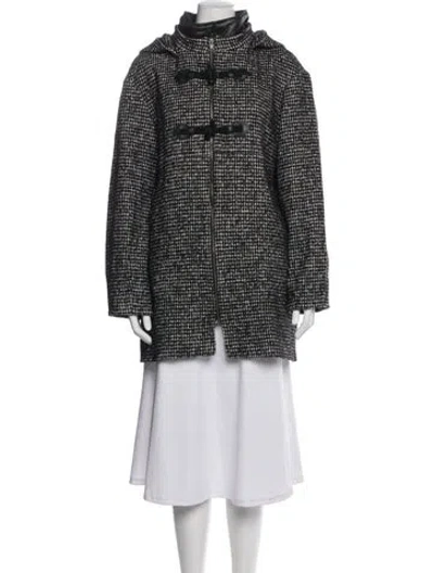 Pre-owned Cinzia Rocca Tweed Houndstooth Print Peacoat In Blue